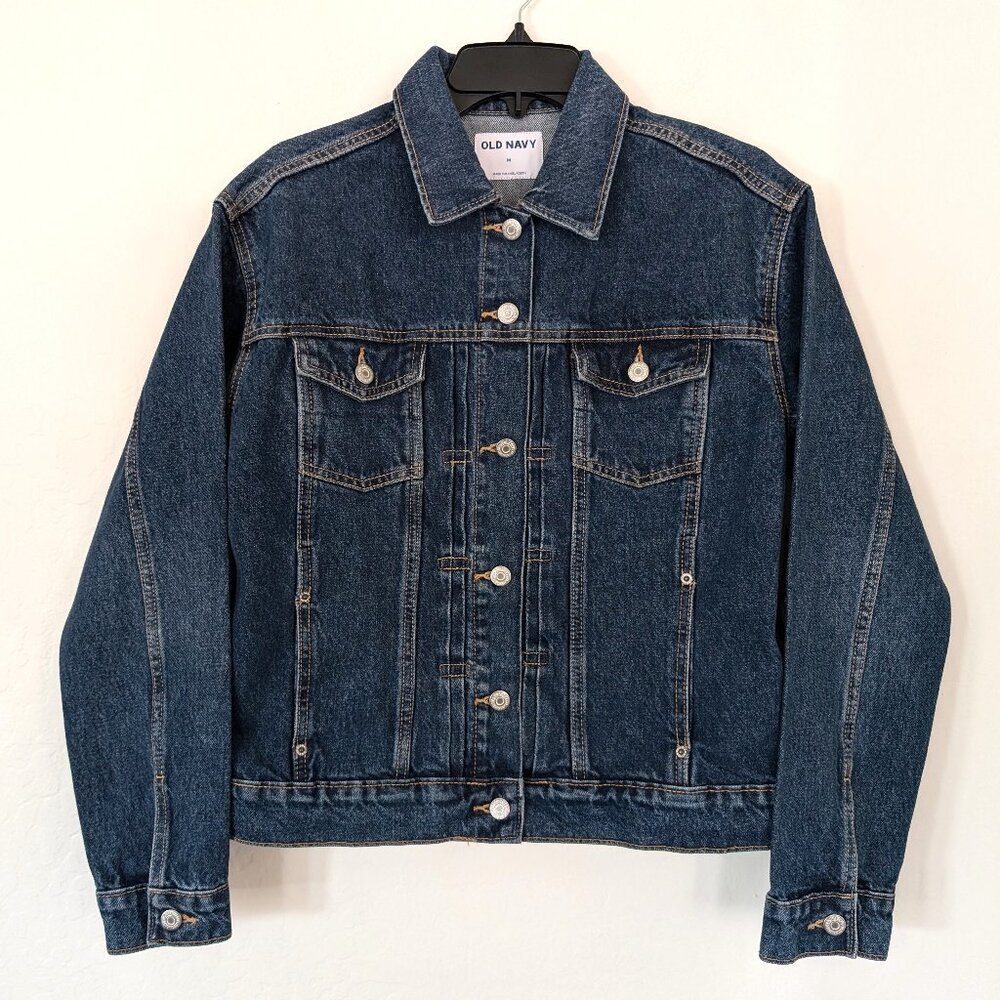 OLD NAVY Jacket Women's‎ M Blue Denim Trucker Westerncore Pockets Casual